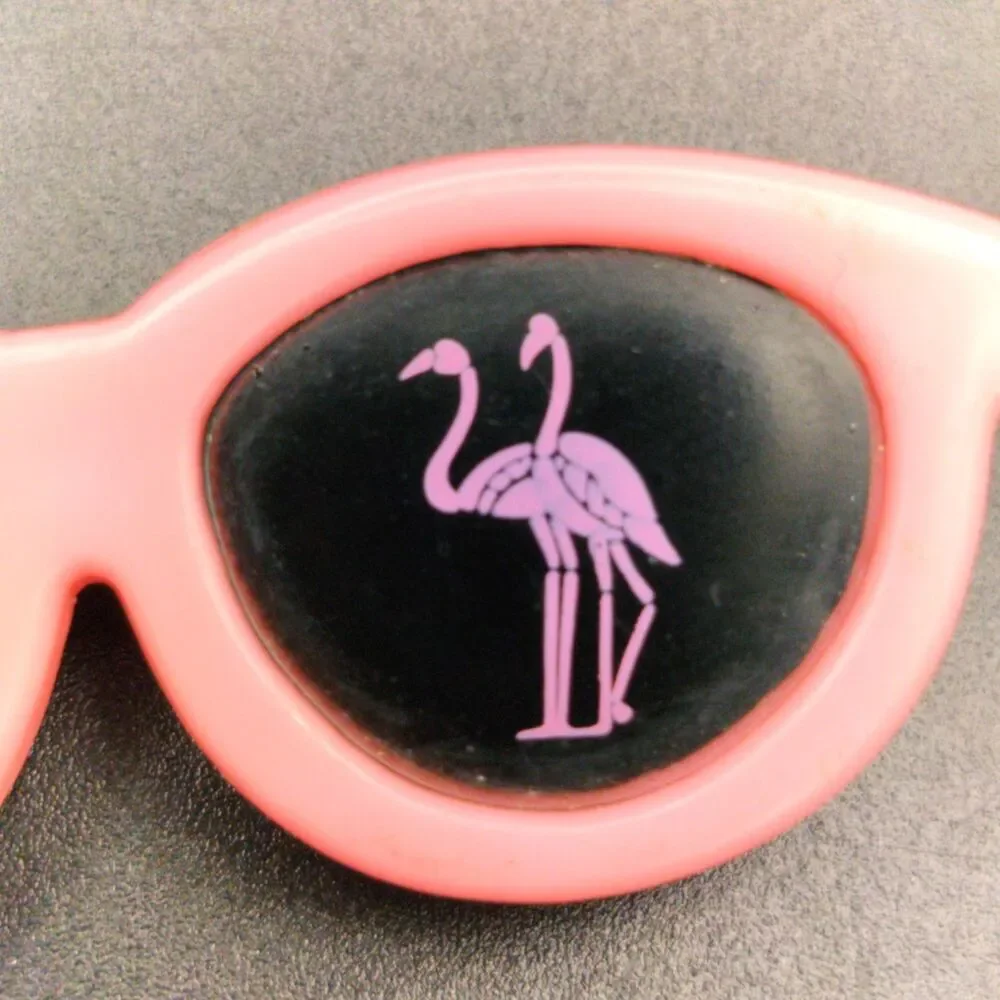 Vintage Caribe Sunglasses Pink Flamingo Pin Brooch Made in China 1997